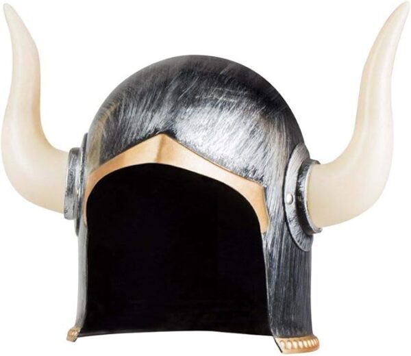 Mega Boynuzlu Viking Ivar Kaskı Eskitilmiş Desen Gümüş Renk - Görsel 2