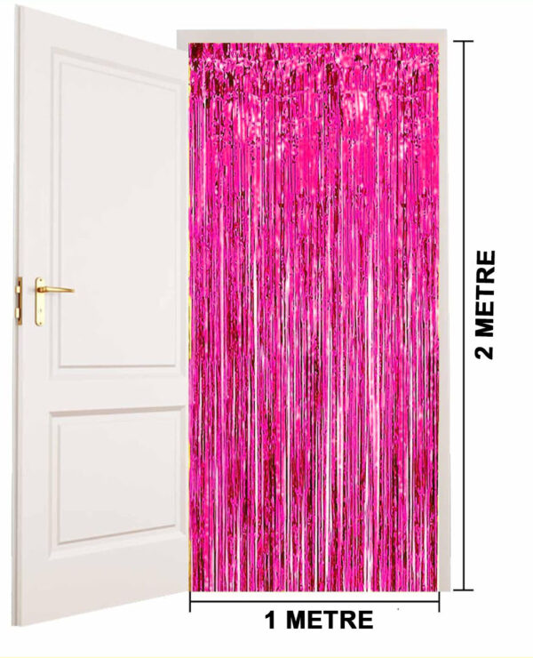 Fuşya Renk Ekstra Metalize Parlak Saçaklı Arka Fon Perde İthal A Kalite 1x2 Metre - Görsel 3