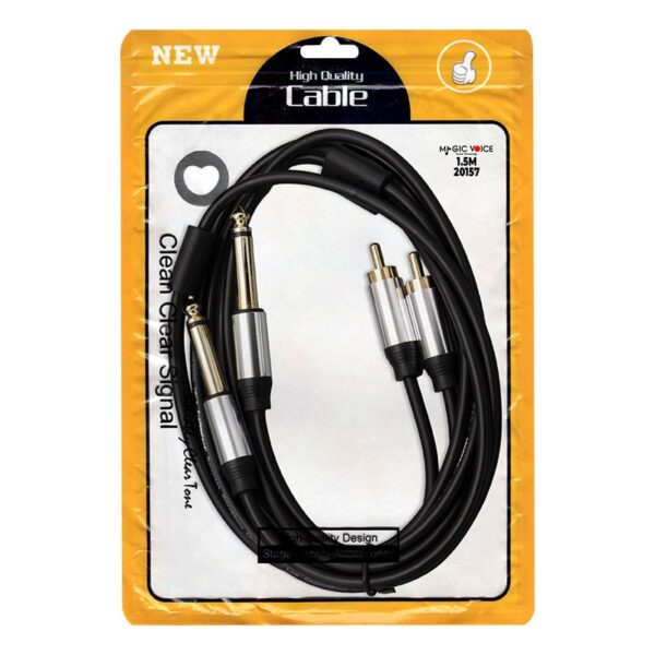 E LD398 2X6.3 MM MONO ERKEK + 2XRCA ERKEK 1.5 METRE KABLO - Görsel 2