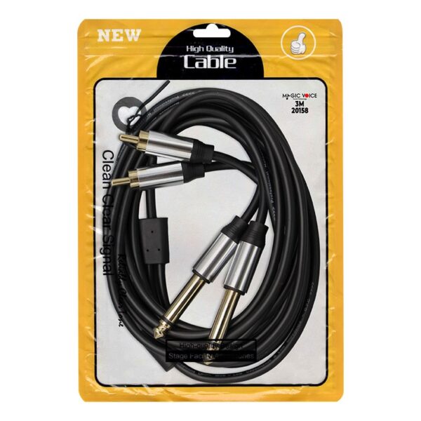 E LD398 2X6.3 MM MONO ERKEK + 2XRCA ERKEK 3 METRE KABLO - Görsel 2