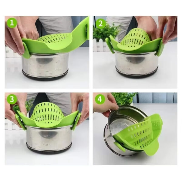 SN-20522 KLİPSLİ SİLİKON TENCERE MAKARNA NOODLE SÜZGECİ ÇOK AMAÇLI - Görsel 3