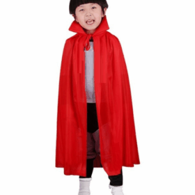 Kırmızı Renk Yakalı Pelerin Çocuk Boy 90 cm