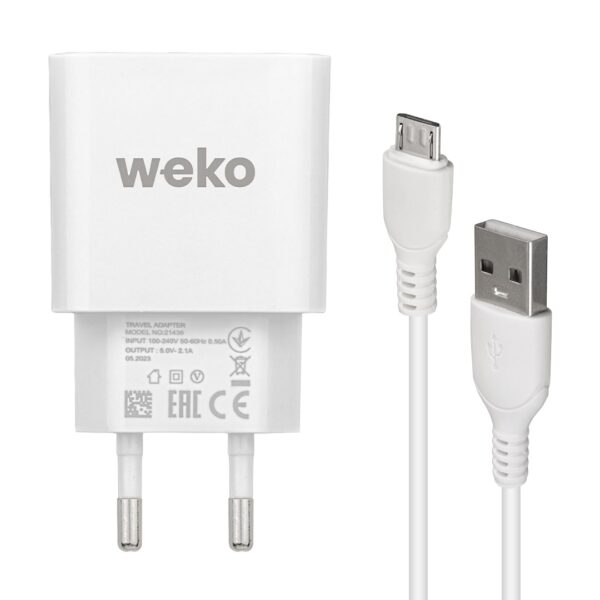 WK-21436 M7 2.1 AMPER ŞARJ BAŞLIK ADAPTÖRÜ + MICRO USB KABLO (NO:3) - Görsel 2