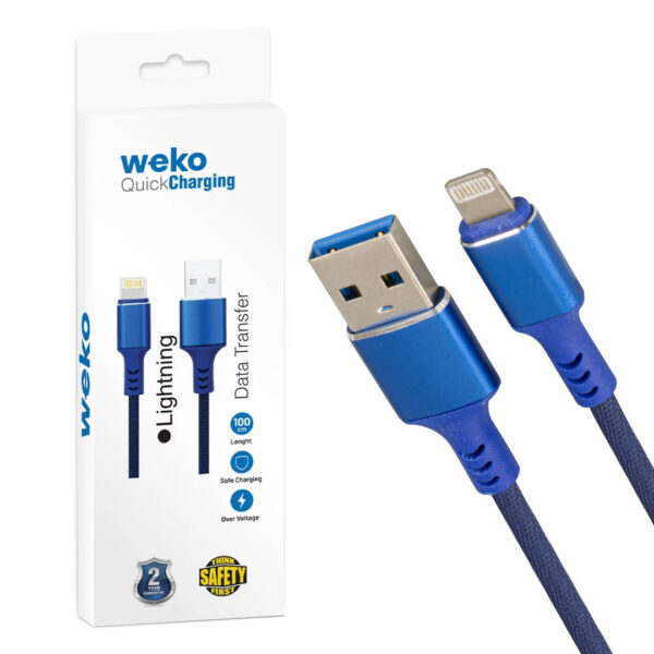 WK-22025 USB TO LIGHTNING ÖRGÜLÜ SİYAH 1 MT ŞARJ KABLOSU (NO:14)