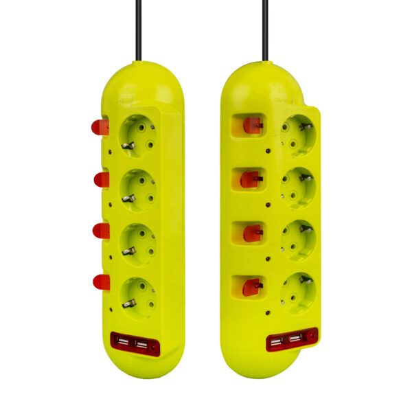 VE-E40USB 4LÜ 2 USBLİ 1.5 METRE AYRI ANAHTARLI GRUP PRİZ - Görsel 2