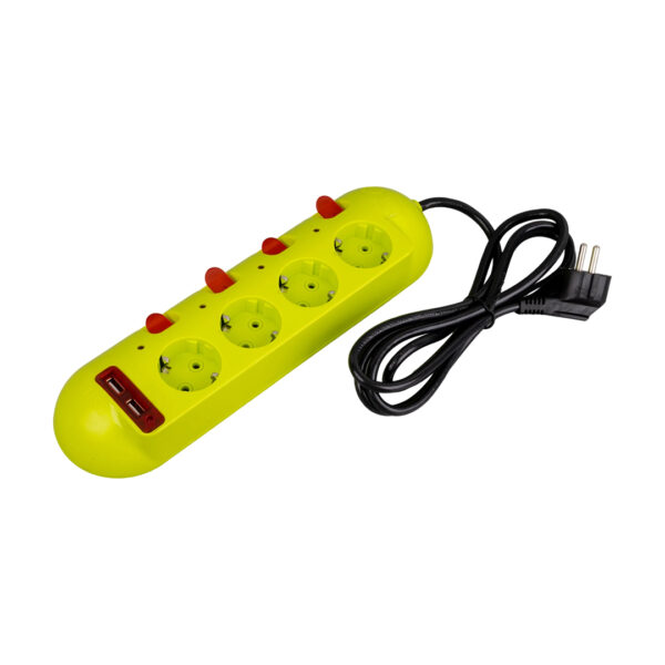 VE-E40USB 4LÜ 2 USBLİ 1.5 METRE AYRI ANAHTARLI GRUP PRİZ - Görsel 3