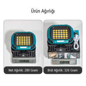 MX-W893 4000K - 7000K - KIRMIZI 30 COB LEDLİ ÇOK FONKSİYONLU ÇALIŞMA LAMBASI (POWERBANK)