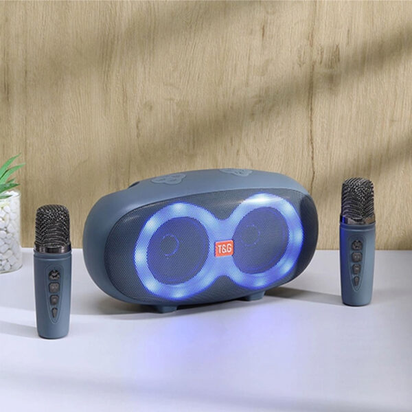 542DK USB/SD/FM/BLUETOOTH DESTEKLİ TAŞINABİLİR 2 EL MİKROFONLU LED IŞIKLI WIRELESS HOPARLÖR - SPEAKER - Görsel 5