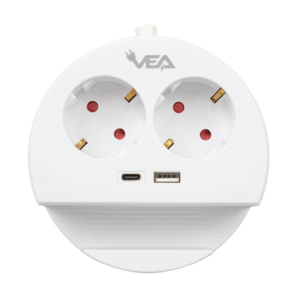 VE- G1102C 2Lİ USB + TYPE-C GİRİŞLİ TELEFON STANDLI 1.5 METRE GRUP PRİZ