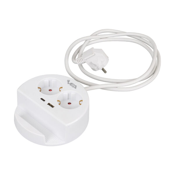 VE- G1102C 2Lİ USB + TYPE-C GİRİŞLİ TELEFON STANDLI 1.5 METRE GRUP PRİZ - Görsel 5