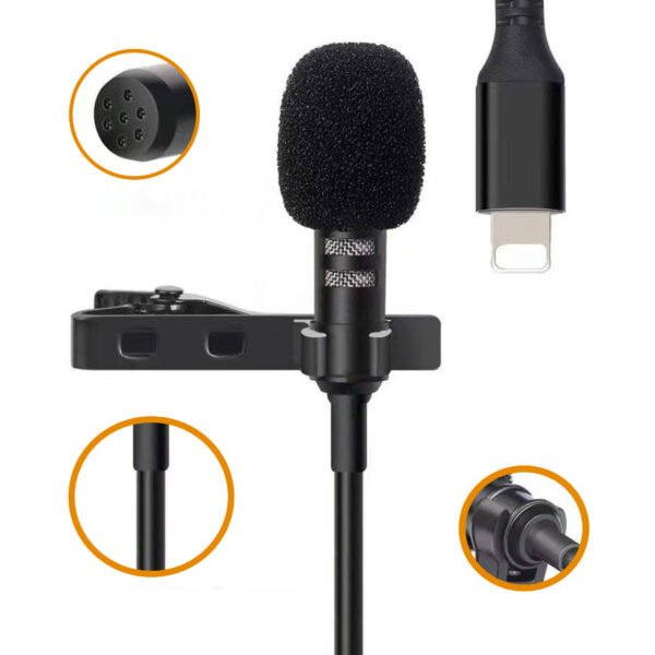 JH-041 LIGHTNING GİRİŞLİ KABLOLU YOUTUBER YAKA MİKROFON - Görsel 3