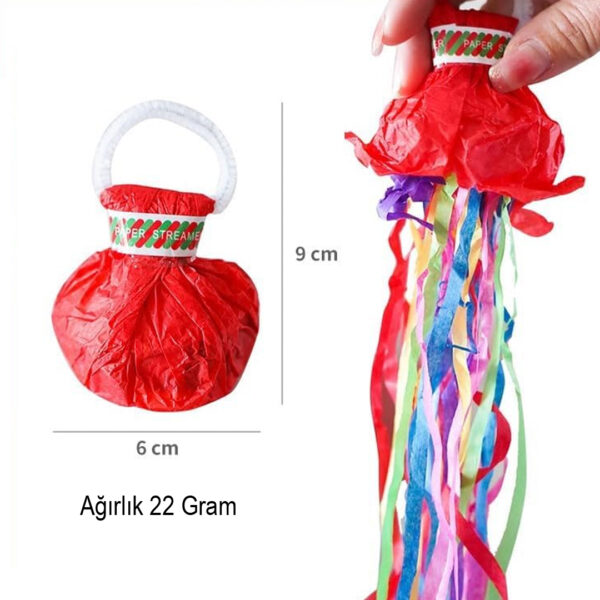 ÇEK-BIRAK KARIŞIK KONFETİ ATICI - RENKLİ KAĞIT ŞERİTLİ PARTİ POPPER (10LU PAKET) - Görsel 2