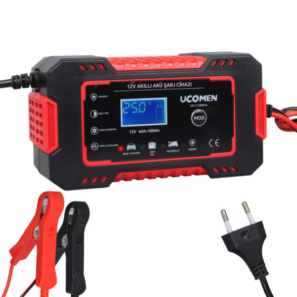 UC-C120501A 12V 6A KIRMIZI LED GÖSTERGELİ AKÜ ŞARJ CİHAZI