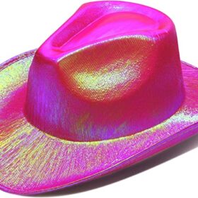 Neon Hologramlı Kovboy Model Parti Şapkası Fuşya Yetişkin 39X36X14 cm