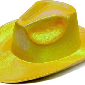 Neon Hologramlı Kovboy Model Parti Şapkası Sarı Yetişkin 39X36X14 cm
