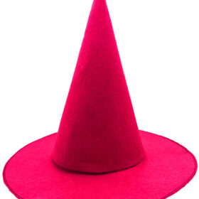 Pembe Fuşya Renk Keçe Cadı Şapkası Yetişkin Çocuk Uyumlu 35X38 cm
