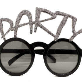 Gümüş Simli Party Yazılı Parti Gözlüğü Show 15x7 cm