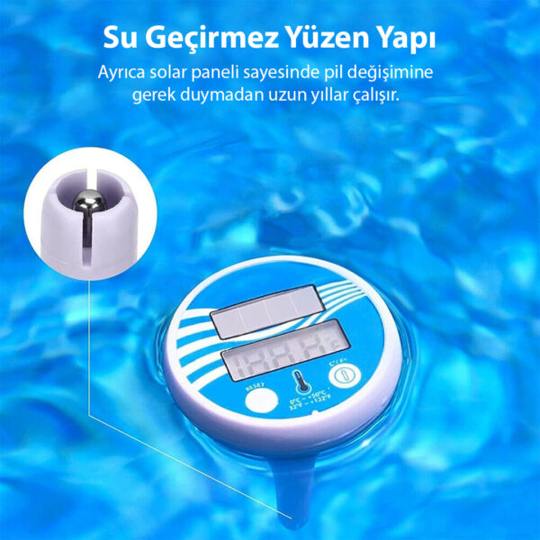 PM-25534 SOLAR TERMOMETRE YÜZME HAVUZU İÇİN SU GEÇİRMEZ YÜZEN DİJİTAL - Görsel 4