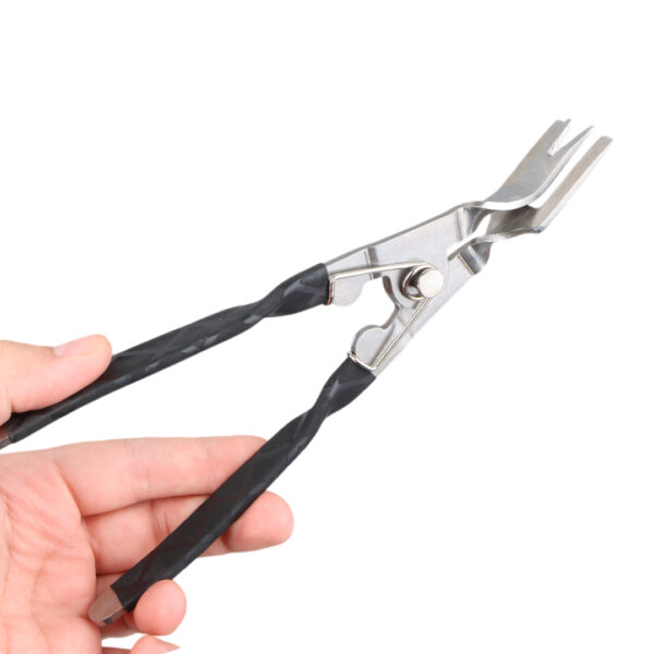 Q1 ARABA FAR TAMİR PENSESİ İÇ KLİPS KAUÇUK YÜZÜK ÇIKARMA PENSESİ PASLANMAZ ÇELİK (85X230MM) - Görsel 3