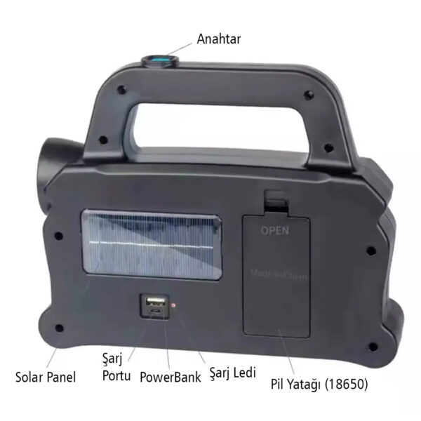 HB-6168 COB LEDLİ SOLARLI 3 KADEMELİ USB POWERBANKLİ ŞARJLI IŞILDAK FENER - Görsel 2