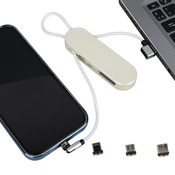PM-25905 BEYAZ 3İN1 (TYPE C- LİGHTNİNG- MİCRO USB) MANYETİK UÇ TAŞINABİLİR ŞARJ KABLOSU