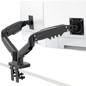 F160  MNT02 17-27 AMORTİSÖRLÜ STAND ÇİFT KOL LCD / LED MONİTÖR TUTUCU STAND ASKI APARATI