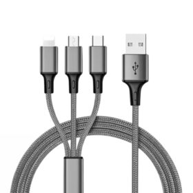 PM-26335 3IN1 GÜMÜŞ 1.2 METRE (MICRO USB - LIGHTNING - TYPE C) TELEFON ŞARJ KABLOSU