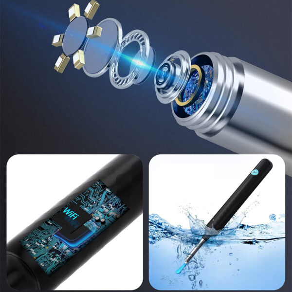 T5 5MP KAMERA 3.5MM LENS ŞARJLI WIFI GÖRÜNTÜLÜ KULAK TEMİZLEYİCİ SİYAH RENK - Görsel 4