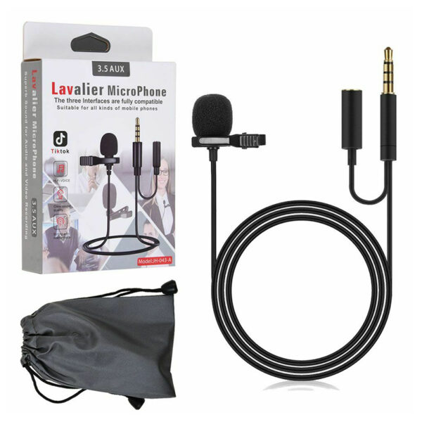 JH-043-A 3.5MM JACK VE KULAKLIK GİRİŞLİ YOUTUBER YAKA MİKROFONU - Görsel 3