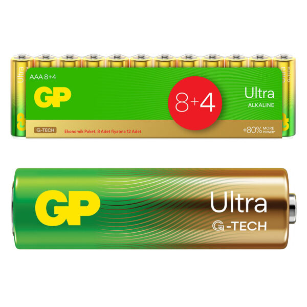 GP 24AU G-TECH 8+4 12Lİ PAKET AAA ALKALİN İNCE KALEM KUMANDA PİLİ (8 ADET FİYATINA 12 ADET PİL)