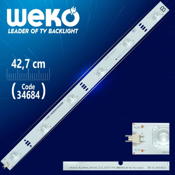 _42_ATHENA_5X6+5X6_2121C_6S1P_R P74 ZBB60600-AA NON HORİZONTAL REV.V0 42,7 CM 6 LEDLİ (WK-20)