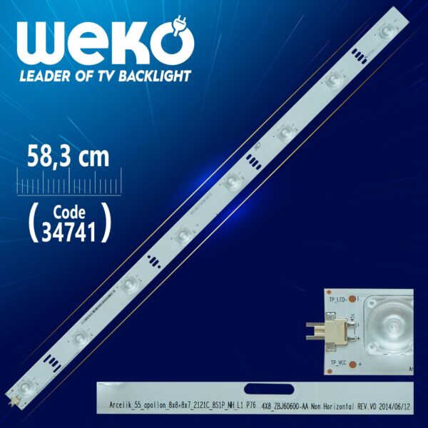 _55_APOLLON_8X8+8X7_2121C_8S1P_NH_L1 P76 4X8 ZBJ60600-AA - 58.3 CM 8 LEDLİ - (WK-42)