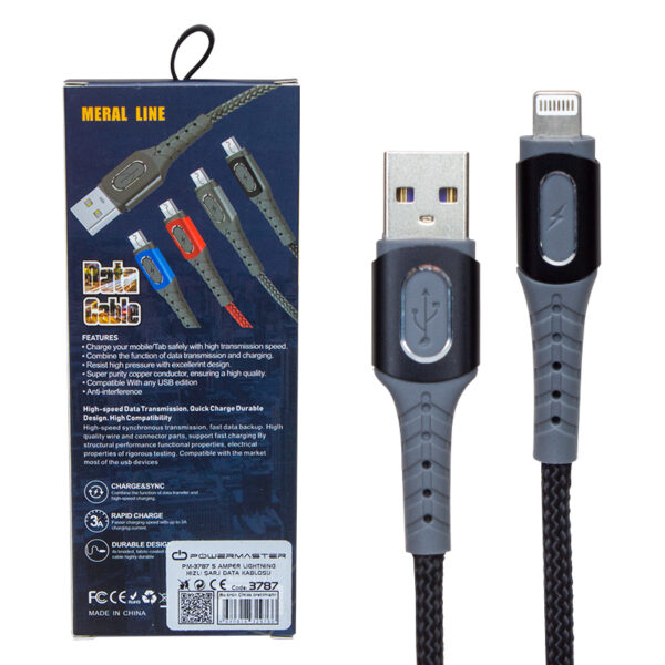 PM-3787 5 AMPER LIGHTNING HIZLI ŞARJ DATA KABLOSU - Görsel 3