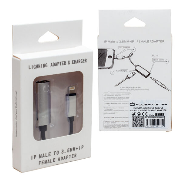PM-3833 LIGHTNING ŞARJ VE 3.5 MM KULAKLIK ÇEVİRİCİ KABLO ADAPTÖR - Görsel 3
