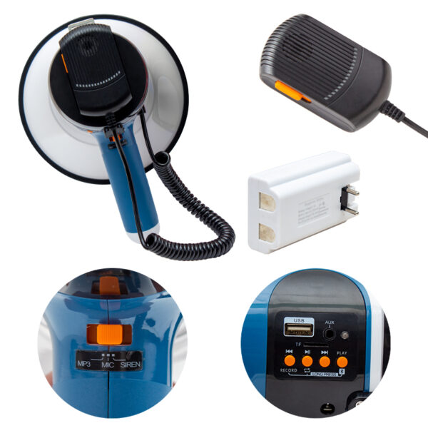 ML-687 BLUETOOTH-USB-AUX-SD-GİRİŞLİ MAYKLI 100 WATT-ŞARJ ÜNİTELİ+HARİCİ PİL YUVALI  MEGAFON - Görsel 2