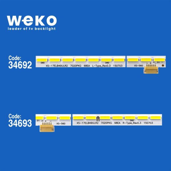 5035 34692X1 34693X1 17ELB49ULR2 7020PKG 68EA 2 ADET LED BAR (68LED) - Görsel 2