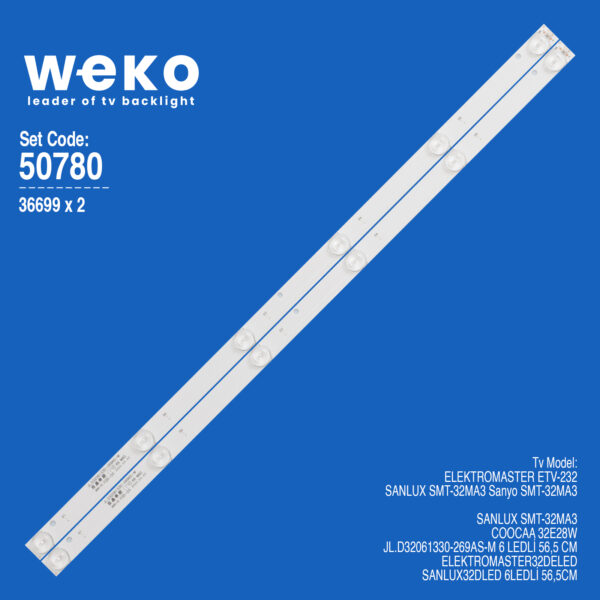 5780 36699X2 JL.D32061330-269AS-M 6 LEDLİ 56,5 CM 3V  2 ADET LED BAR