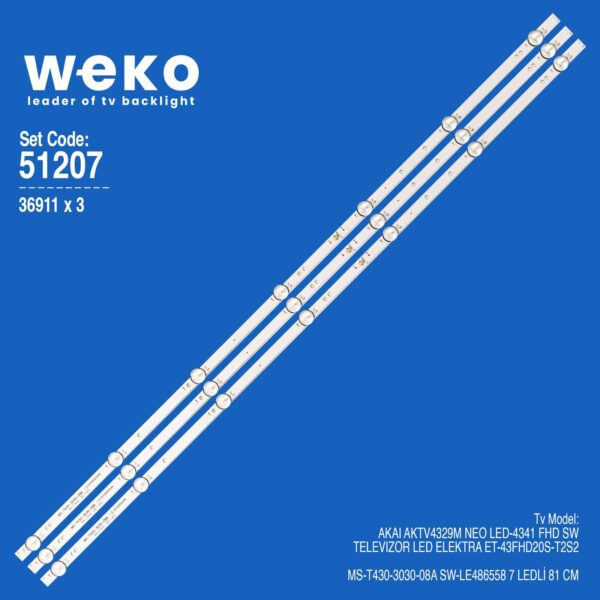 6207 36911X3 MS-T430-3030-08A SW-LE486558   3 ADET LED BAR