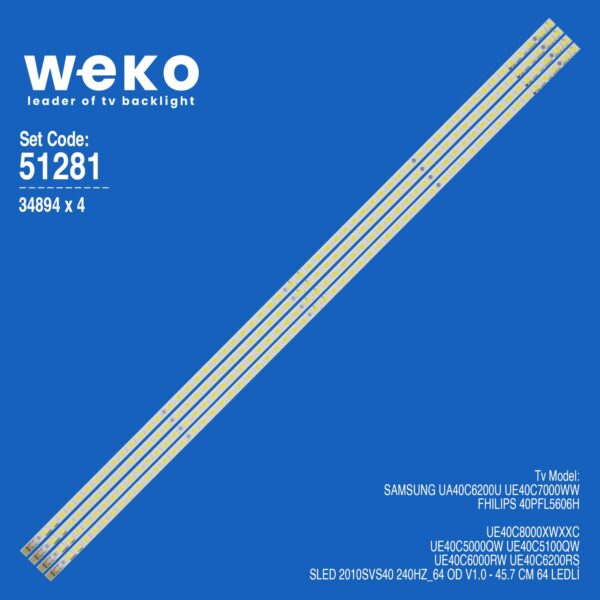 6281 34894X4 SLED 2010SVS40 240HZ_64 OD V1.0  4 ADET LED BAR (64LED) - Görsel 2