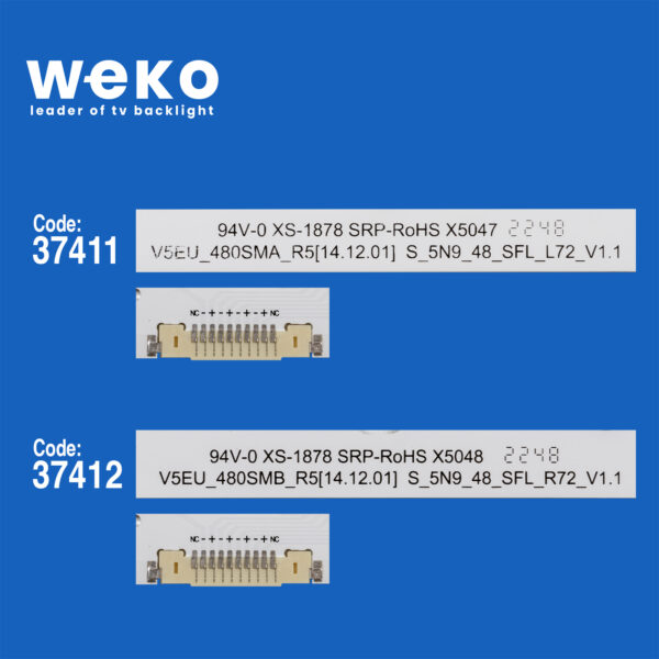 6764 37411X1 37412X1 V5EU-480SMA/B  2 ADET LED BAR (72LED) - Görsel 2