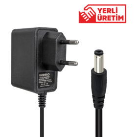 12 VOLT - 1 AMPER 5.5*2.5 UÇLU YERLİ ÜRETİM PLASTİK KASA PRİZ TİPİ  ADAPTÖR