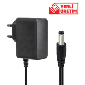 12 VOLT - 1 AMPER 5.5*2.5 UÇLU YERLİ ÜRETİM PLASTİK KASA PRİZ TİPİ  ADAPTÖR