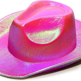 Neon Hologramlı Kovboy Model Parti Şapkası Pembe Yetişkin 39X36X14 cm