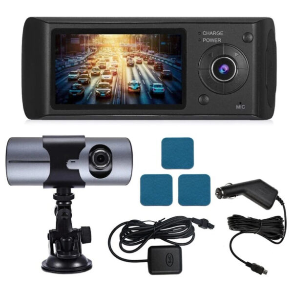 R300 GPS KAYIT DESTEKLİ ÇİFT KAMERALI ARAÇ İÇİ DVR KAMERA SET (128 GB KART DESTEKLİ) - Görsel 3