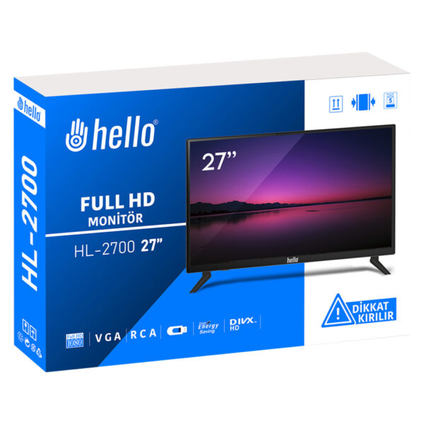 HL-2700 27 AUDIO IN-RCA-VGA-HDMI-USB 12 VOLT ADAPTÖRLÜ FULL HD LED MONİTÖR - Görsel 3