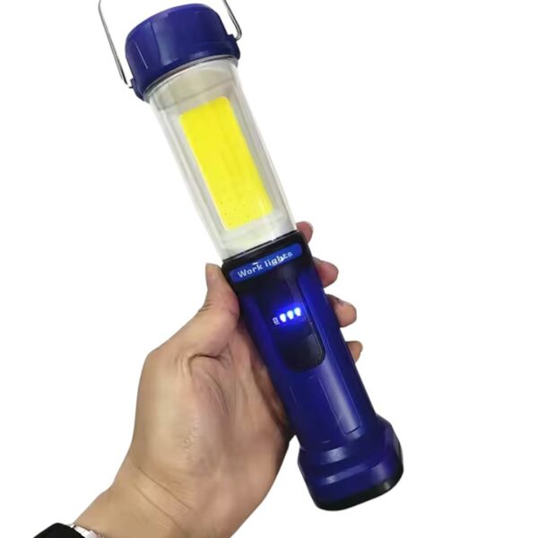 ŞARJLI 30 BEYAZ + 20 MAVİ-KIRMIZI SMD LED / 55 COB LEDLİ 5 MODLU ÇALIŞMA LAMBASI HK-802 (4172) - Görsel 3