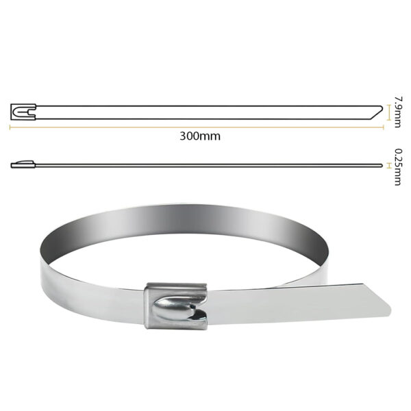 PM-26363 304 PASLANMAZ ÇELİK KABLO BAĞI 7.9X300MM 100LÜK PAKET - Görsel 2