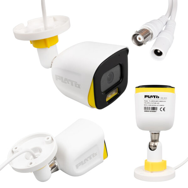 PLATO PL-25274 2MP COLOR VU 3.6 MM 3 ATOM LED METAL KASA AHD BULLET KAMERA - Görsel 2