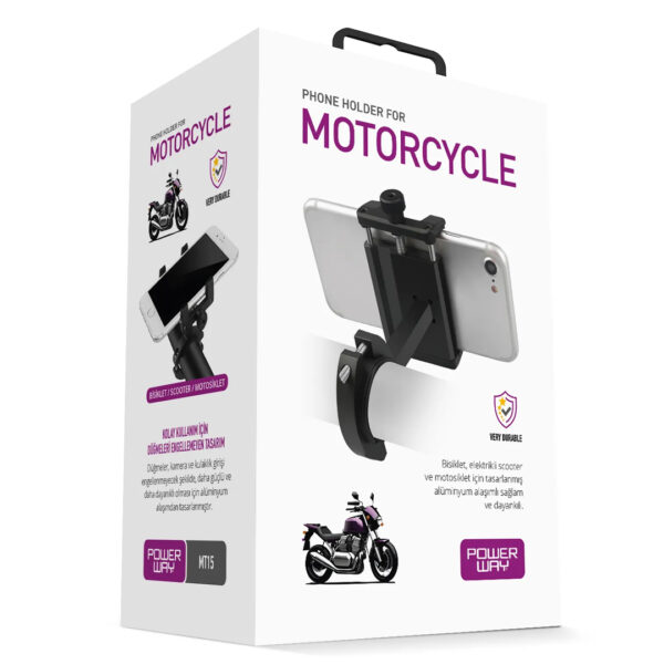 POWERWAY MT15 MOTOSİKLET BİSİKLET SCOOTER İÇİN DAYANIKLI GİDON UYUMLU CNC ALÜMİNYUM TELEFON TUTUCU - Görsel 3