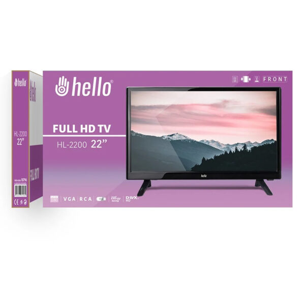 HELLO HL-2200 22 AUDIO IN-RCA-VGA-HDMI-USB FULL HD LED MONİTÖR+HOPARLÖR (220V-12 VOLT)(55 CMX32 CM) - Görsel 3